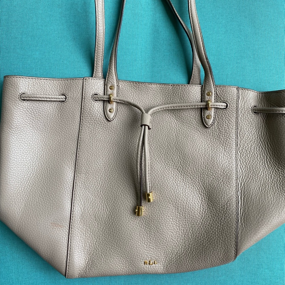 Ralph Lauren Leather Tote in Taupe